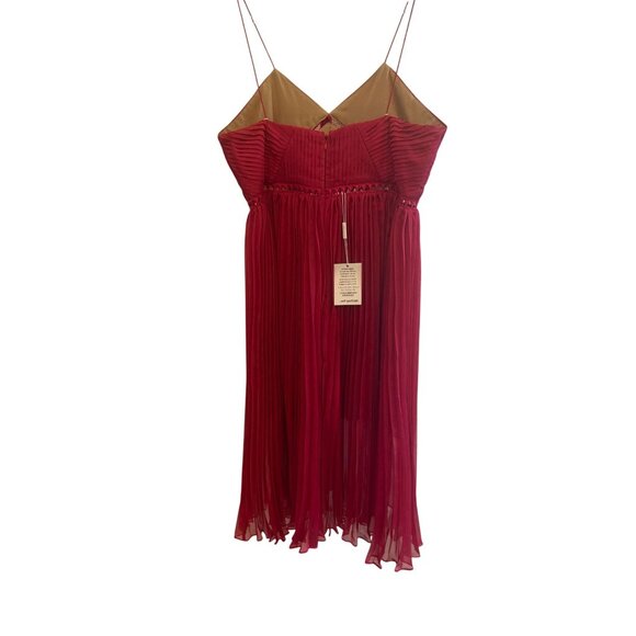 NWT Self-Portrait Fuchsia Pink Pleated Chiffon Midi Dress Size 10 - Picture 3 of 16